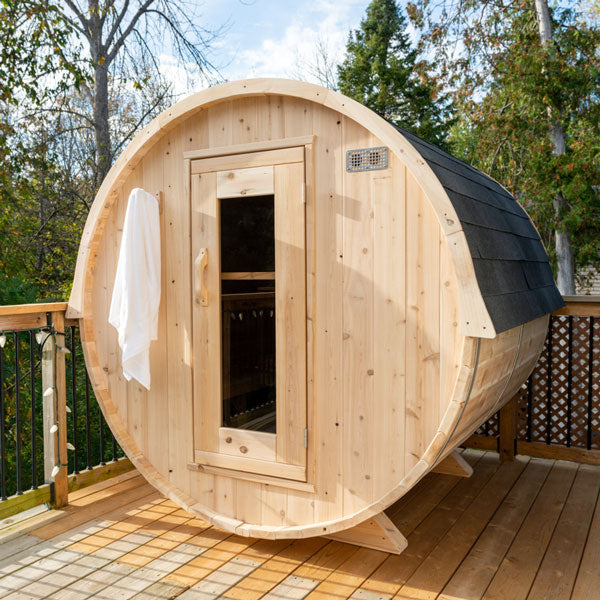 Canadian Timber Harmony Barrel Sauna by LeisureCraft - Home Sauna For Biohackers